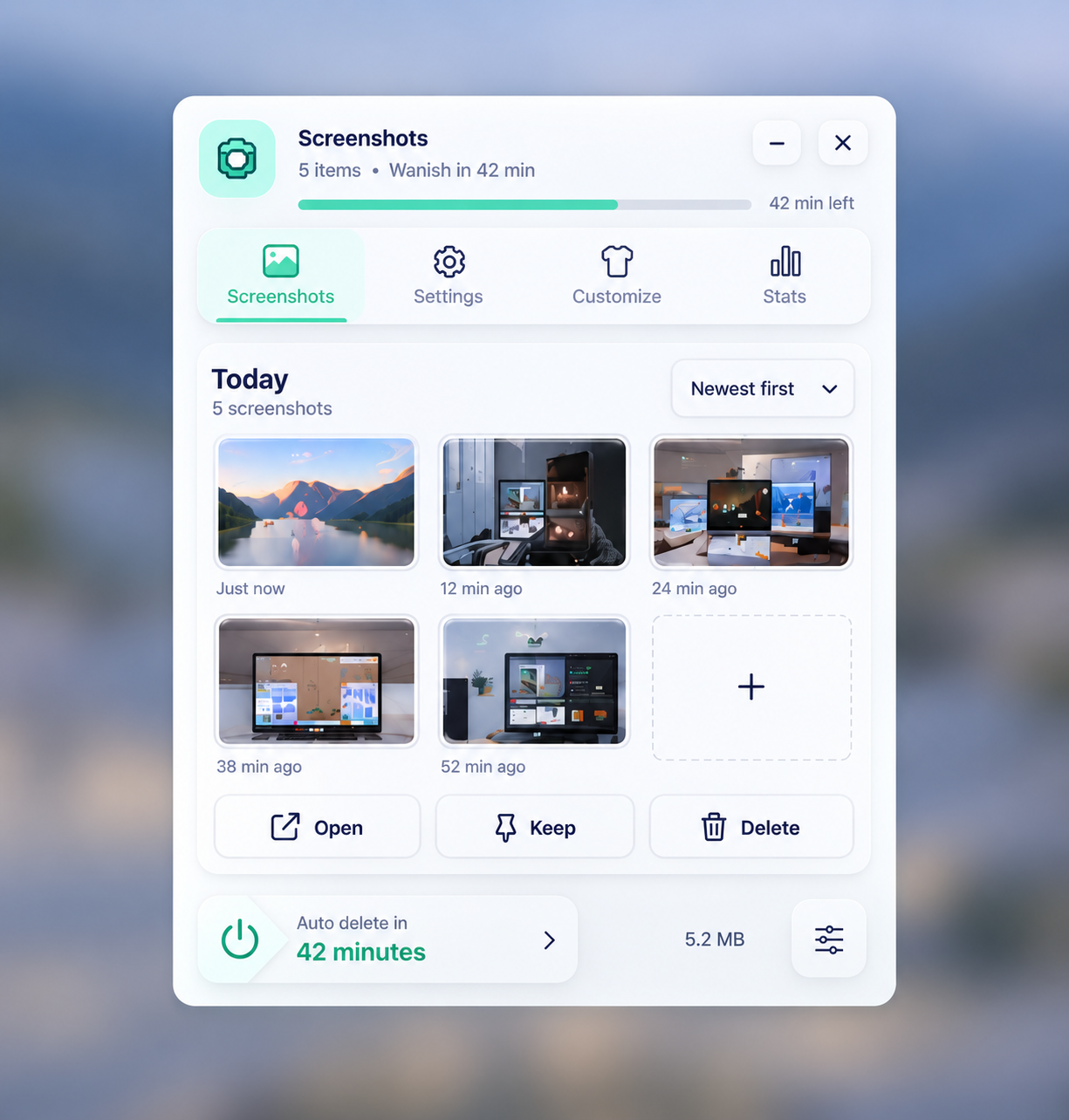 SnapBud automatically collecting screenshots